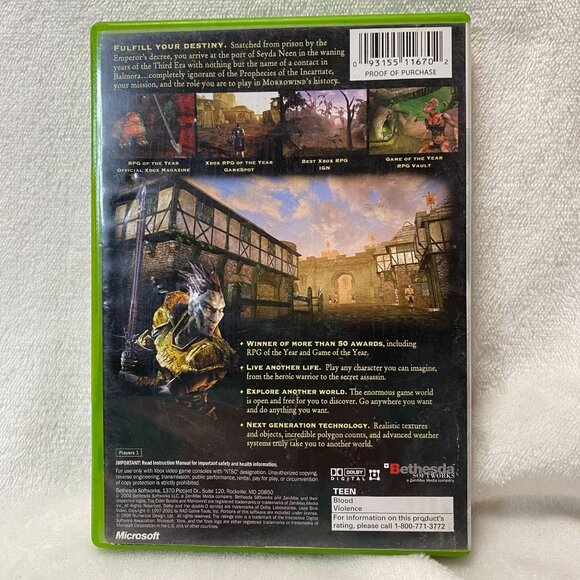 The Elder Scrolls III Morrowind Platinum (Xbox,2003) CIB Tested Tested - Picture 3 of 3
